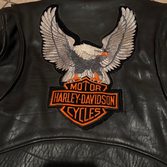 VTG Branded Garments Leather JKT. W/ Harley Davidson Patch. Sz. (42) . Sturgis - Picture 3 of 11